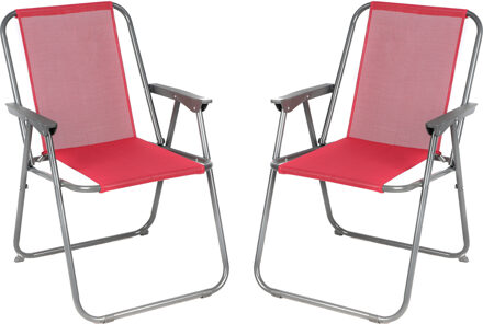 Sunnydays camping/strand stoel - 4x - aluminium - inklapbaar - roze - L53 x B55 x H75 cm