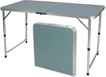 Sunnydays camping tafel - aluminium - opvouwbaar - blauw - L120 x B60 x H67 cm - Bijzettafels - Campingtafels