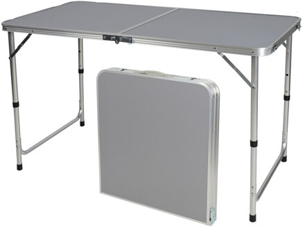 Sunnydays camping tafel - aluminium - opvouwbaar - grijs - L120 x B60 x H67 cm - Bijzettafels - Campingtafels