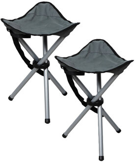Sunnydays Driepoot zit krukje - 2x - opvouwbaar - antraciet - metaal - 32 x 43 cm - vissers krukje