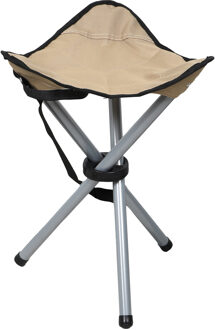 Sunnydays Driepoot zit krukje - opvouwbaar - beige - metaal - 32 x 43 cm - vissers krukje