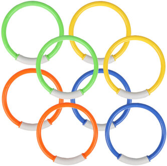 Sunnydays Duikringen - 8x stuks - gekleurd - met opberg zakje - duik spelletjes - zwembad speelgoed