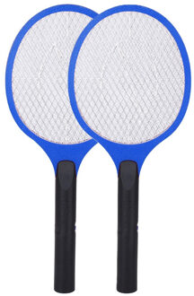 Sunnydays Elektronische vliegenmepper - 2x - blauw - op batterijen - 57 cm - kunststof
