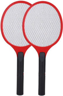 Sunnydays Elektronische vliegenmepper - 2x - rood - op batterijen - 57 cm - kunststof