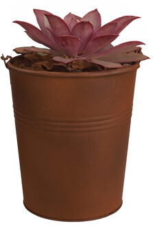 Sunnydays Emmer/plantenpot - zink - roestbruin - D20 x H22cm