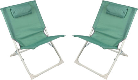 Sunnydays Havana camping/strand stoel - 2x - aluminium - inklapbaar - groen - L49 x B62 x H61 cm - Campingstoelen