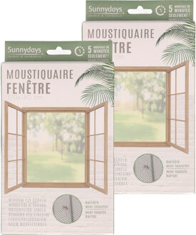 Sunnydays Insecten raam hor/gordijn - 2x - wit - klittenband - polyester - 170 x 180 cm