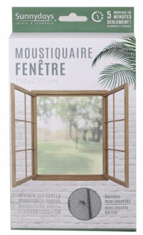 Sunnydays Insecten raam hor/gordijn - wit - klittenband - polyester - 150 x 250 cm