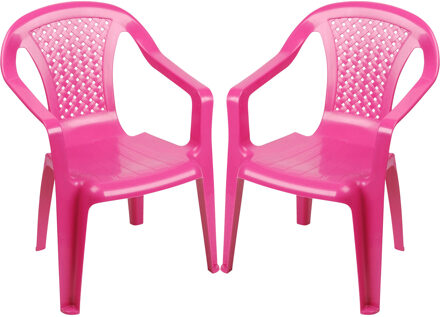 Sunnydays Kinderstoel - 2x - roze - kunststof - buiten/binnen - L37 x B35 x H52 cm