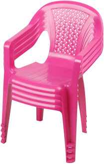 Sunnydays Kinderstoel - 4x - roze - kunststof - buiten/binnen - L37 x B35 x H52 cm - tuinstoelen - Kinderstoelen