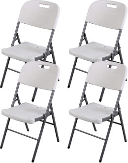 Sunnydays Klapstoel - 4x - met pvc zitting - wit - 44 x 45 x 86 cm - metaal