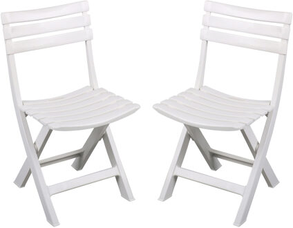 Sunnydays Klapstoel voor buiten/binnen - 6x - wit - 41 x 79 cm - stevig kunststof - Bijzet stoelen