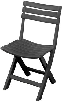 Sunnydays Klapstoel voor buiten/binnen - donkergrijs - 41 x 79 cm - stevig kunststof - Bijzet stoelen