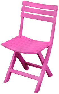 Sunnydays Klapstoel voor buiten/binnen - roze - 41 x 79 cm - stevig kunststof - Bijzet stoelen - Klapstoelen