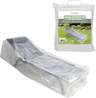 Sunnydays Loungebank bescherm hoes - 2x - grijs - polyester - waterafstotend - 200 x 75 x 40 cm