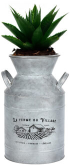 Sunnydays Melkbus vorm vaas/container - Zink - zilvergrijs - 22 x 37 cm - Decoratie/droogbloemen/takken