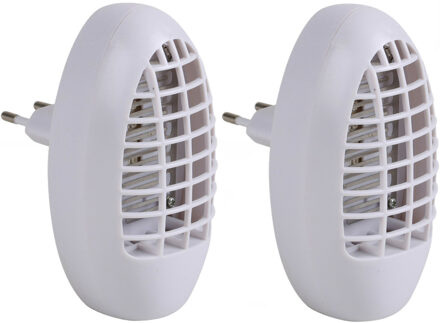 Sunnydays Muskieten/muggen UV LED insectenlamp - 2x - wit - elektrisch - 14 x 9 x 4 cm