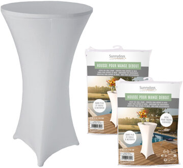 Sunnydays nette afdekhoes voor een statafel - 2x - wit - spandex elastiek - Dia 80 cm x H 110 cm