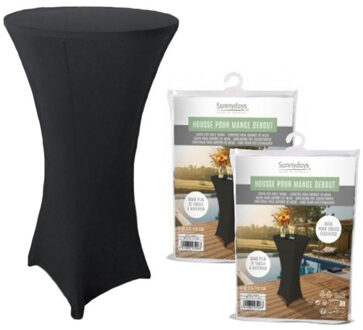 Sunnydays nette afdekhoes voor een statafel - 2x - zwart - spandex elastiek - Dia 80 cm x H 110 cm