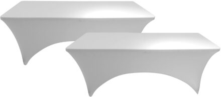 Sunnydays nette afdekhoes voor langwerpige tafel - 2x - wit - spandex elastiek - 180 x 75 x 74 cm