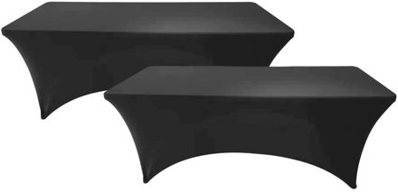 Sunnydays nette afdekhoes voor langwerpige tafel - 2x - zwart - spandex elastiek - 180 x 75 x 74 cm