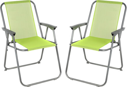 Sunnydays Picnic camping/strand stoel - 2x - aluminium - inklapbaar - groen - L53 x B55 x H75 cm - Campingstoelen