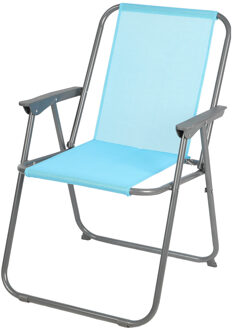 Sunnydays Picnic camping/strand stoel - aluminium - inklapbaar - blauw - L53 x B55 x H75 cm - Campingstoelen