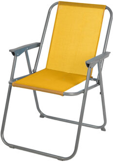 Sunnydays Picnic camping/strand stoel - aluminium - inklapbaar - geel - L53 x B55 x H75 cm - Campingstoelen