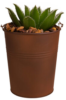 Sunnydays Plantenpot/bloempot emmer voor buiten - zink - roestbruin - D15 x H16 cm