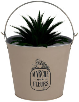 Sunnydays Plantenpot/bloempot emmer voor buiten - zink - taupe - D24 x H19 cm