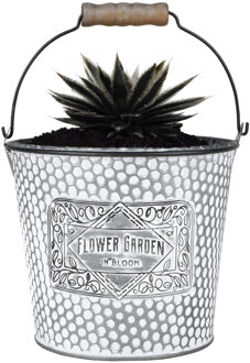 Sunnydays Plantenpot/bloempot emmer voor buiten - zink - zilver - D17 x H14 cm