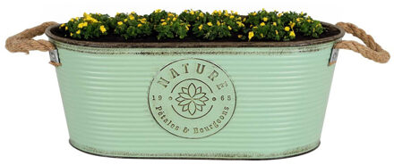 Sunnydays Plantenpot/bloempot teil voor buiten - zink - jadegroen - L35 x D19 x H14 cm
