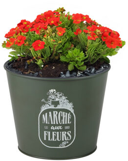 Sunnydays Plantenpot/bloempot voor buiten - zink - legergroen - D17 x H14 cm