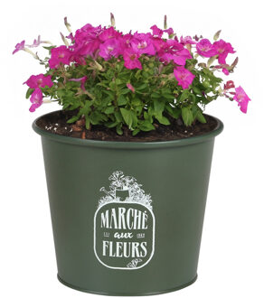 Sunnydays Plantenpot/bloempot voor buiten - zink - legergroen - D19 x H16 cm