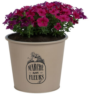 Sunnydays Plantenpot/bloempot voor buiten - zink - taupe - D19 x H16 cm