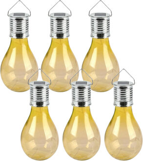 Sunnydays Solar sfeer hanglamp - 12x - tuin - lampenbol - geel - kunststof - 15 cm