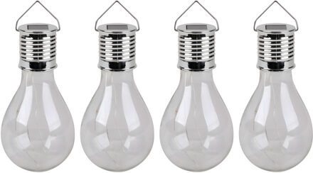 Sunnydays Solar sfeer hanglamp - 4x - tuin - lampenbol - wit - glas - 15 cm