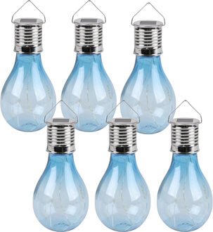 Sunnydays Solar sfeer hanglamp - 6x - tuin - lampenbol - blauw - kunststof - 15 cm