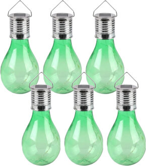 Sunnydays Solar sfeer hanglamp - 6x - tuin - lampenbol - groen - kunststof - 15 cm