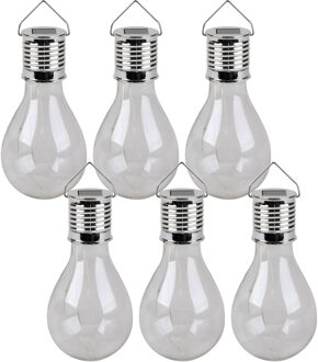 Sunnydays Solar sfeer hanglamp - 6x - tuin - lampenbol - wit - glas - 15 cm