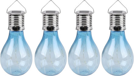 Sunnydays Solar sfeer hanglamp - 8x - tuin - lampenbol - blauw - kunststof - 15 cm