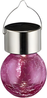 Sunnydays Solar sfeer hanglamp - tuin - lampenbol - roze - glas - 9 cm