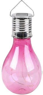 Sunnydays Solar sfeer hanglamp - tuin - lampenbol - roze - kunststof - 15 cm
