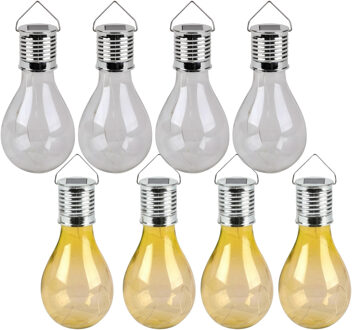 Sunnydays Solar sfeer tuin hanglamp - 8x stuks - geel / wit - kunststof - 15 cm