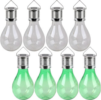Sunnydays Solar sfeer tuin hanglamp - 8x stuks - groen en wit - kunststof - 15 cm