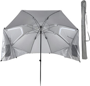 Sunnydays Strand Parasol Silver - UV50 bescherming - D240 cm - 2 opbergzakken