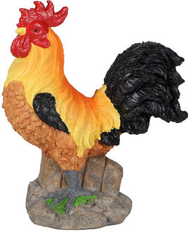 Sunnydays Tuin decoratie Haan/kippen beeldje - Polyresin - 21 x 11 x 24 cm - buiten - multi kleuren