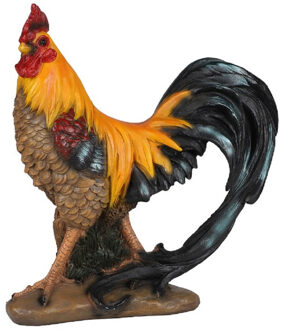 Sunnydays Tuin decoratie Haan/kippen beeldje - Polyresin - 34 x 12 x 36 cm - buiten - multi kleuren