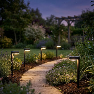 Sunnydays Tuinlampen / prikspot Solar Glow - 10x - zwart - kunststof - waterbestendig - 31 cm