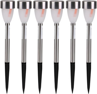 Sunnydays Tuinlampen / prikspot Solar Lumora - 12x - zilver - RVS - waterbestendig - 36 cm